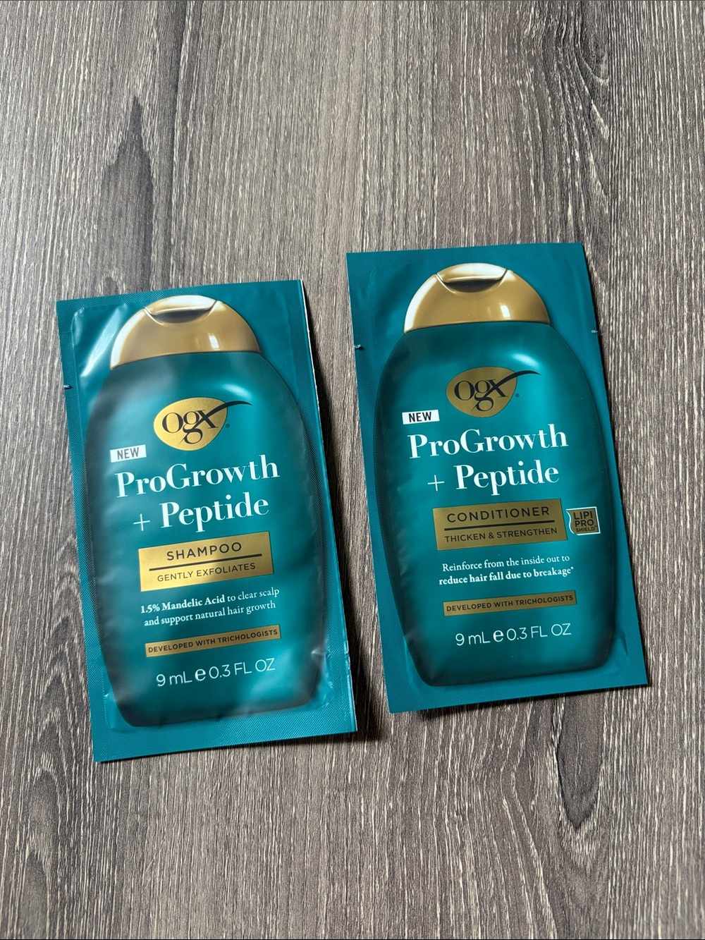 ❤️$3 NWT OGX ProGrowth + Peptide Shampoo & Conditioner Sample Set